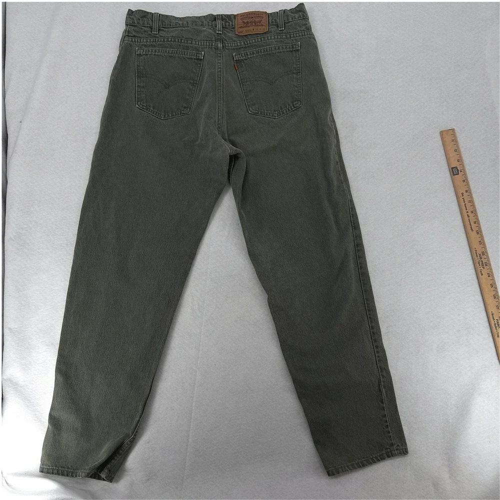 Vintage Levis 550 Orange Tab Jeans 38x32 Relaxed Tapered Grey Green Made‎ in USA